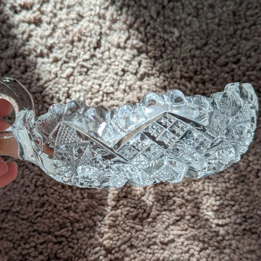 Glass 5 Inches Platter with Handle Preloved